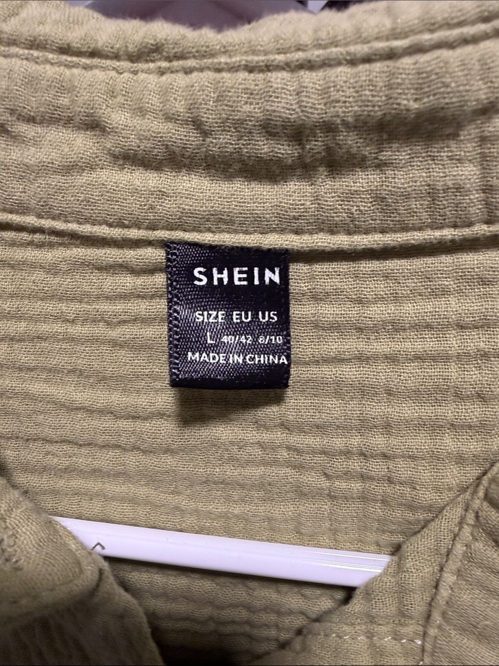 SHEIN Light Green Button-Up Drawstring Gauze Blouse - Picture 3 of 4